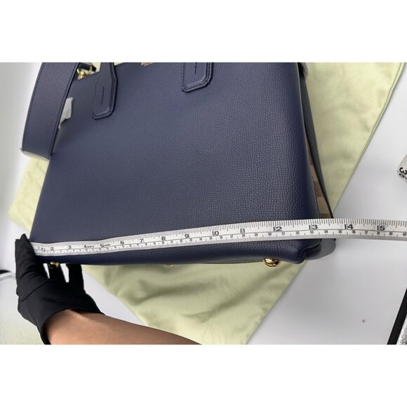 Burberry Medium Banner House Check Derby Leather Tote Shoulder Bag Regency Blue - Picture 14 of 16